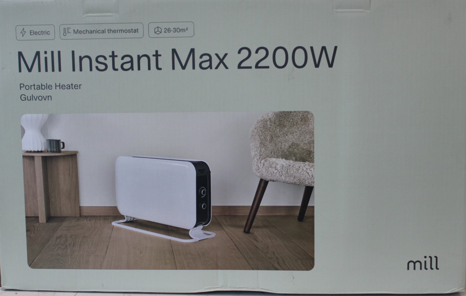 SALE OUT. Mill CO2200MECMAX 2200W Convection Heater, Mechanical thermostat, Wire heating element, White - Mill Heater - CO2200MECMAX - Convection Heater - 2200 W - Number of power levels 3 - Suitable for rooms up to max 30 m² - White - DAMAGED PACKAGING