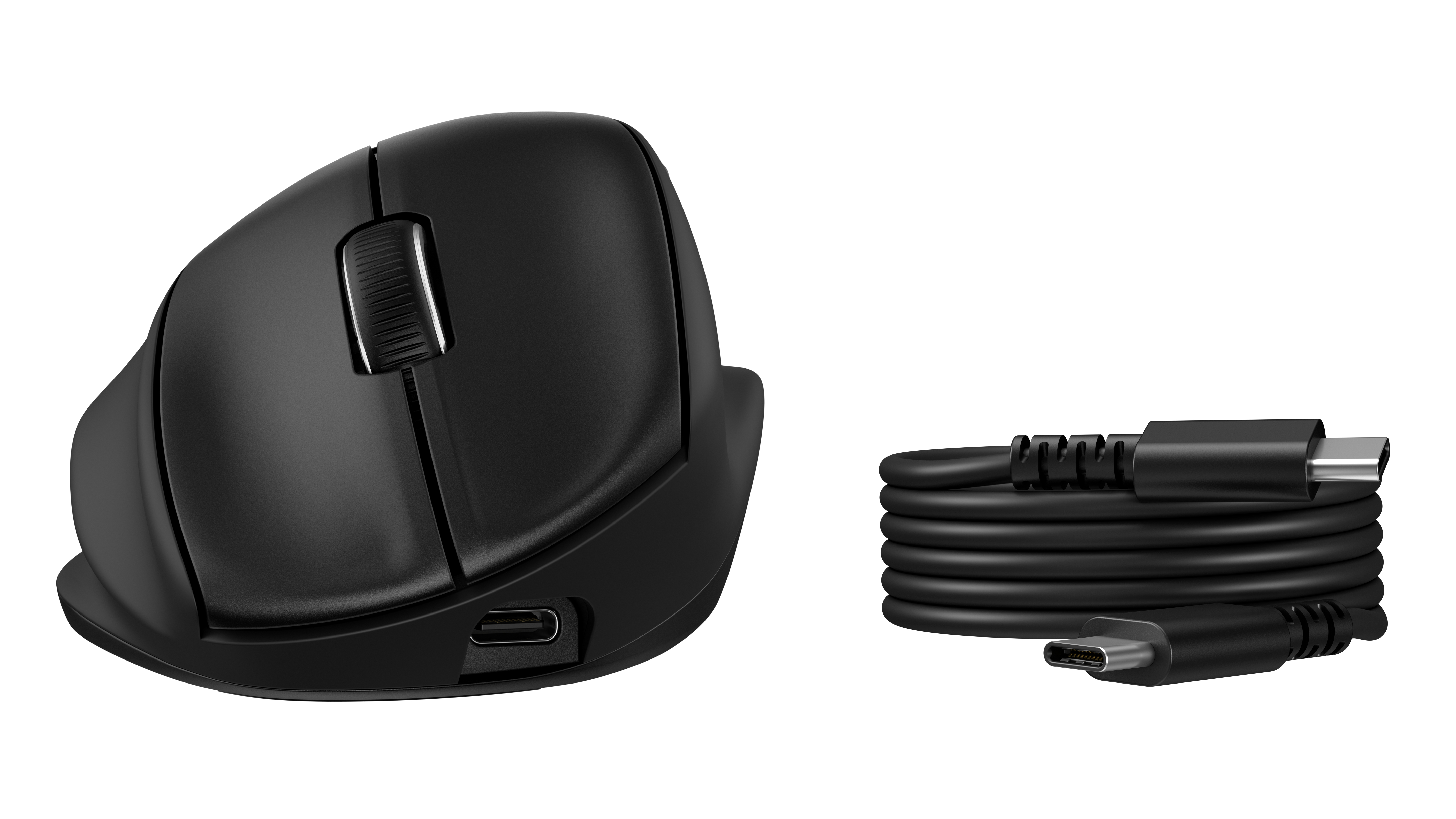 HP 725M Super Capacitor Ergonomic Tilt Wireless Bluetooth Mouse - Programmable, Multi-Surface, Multi-Device, Dual-Mode, Ultra-Fast Rechargeable, Semi-vertical tilt, Comfort Silicone - Black