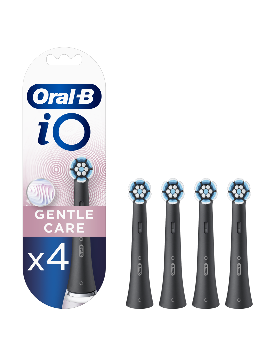 Oral-B - Toothbrush replacement - iO Gentle Care - Heads - For adults - Number of brush heads included 4 - Number of teeth brushing modes Does not apply - Black