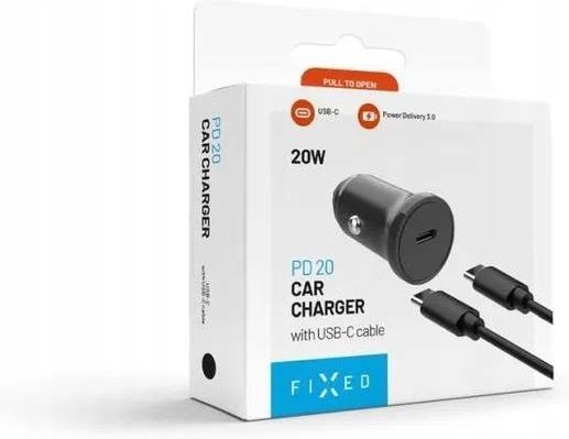 Fixed USB-C Car Charger 20W+ USB-C/USB-C Cable - FIXCC20N-CC-BK