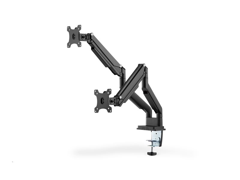 Digitus - Desk Mount - Universal Dual Monitor Mount with Gas Spring and Clamp Mount - Swivel, height adjustment, rotate - Black