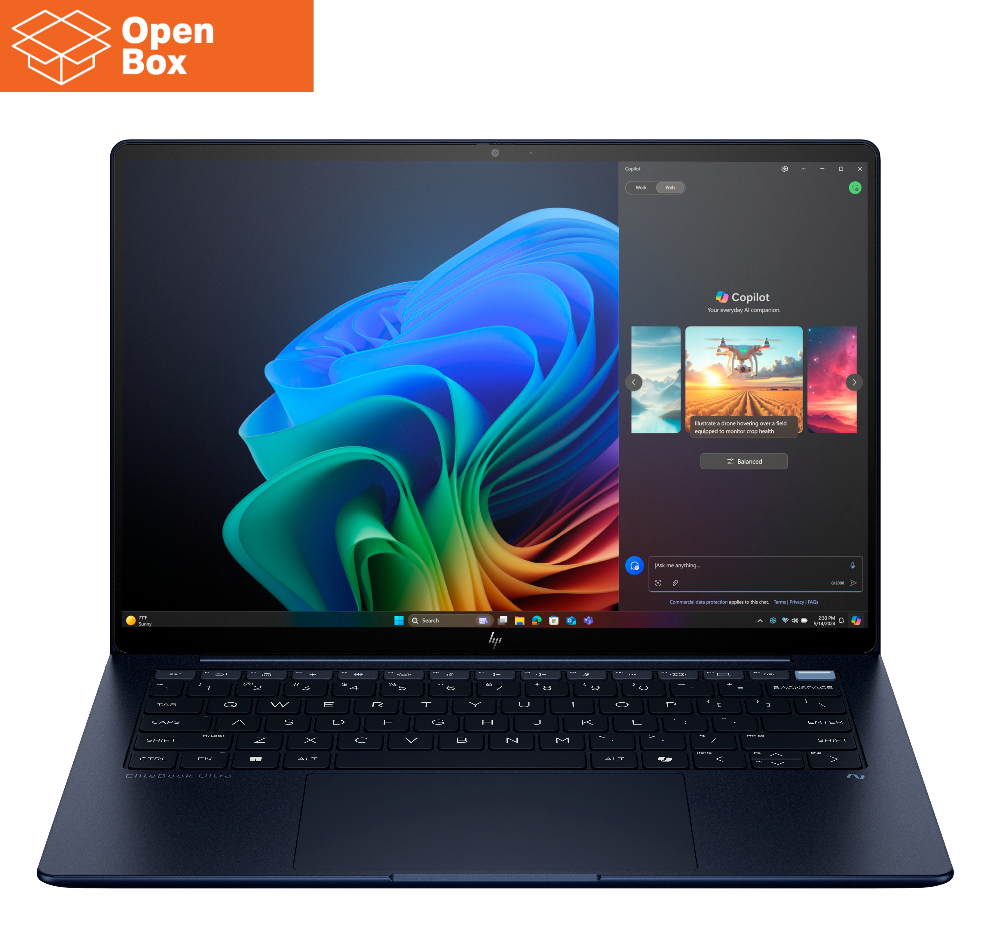 HP EliteBook Ultra G1i AI 14 - OPENBOX - Ultra AI 7 258V, 32GB, 1TB SSD, 14 2.8K OLED 400-nit 120Hz Touch BrightView, US backlit keyboard, Atmospheric Blue, 64Wh, Win 11 Pro, 3 years