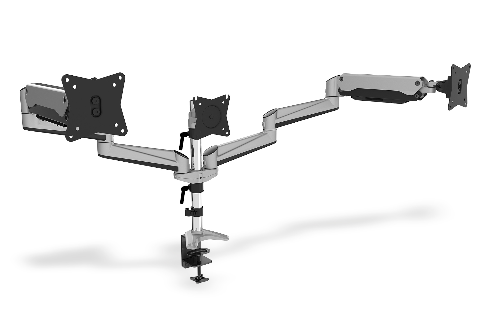 Digitus Desk Mount - Triple Monitor Gas Spring Mount DA-90363 - Adjustable Height, Tilt, Swivel - 15-27 " - Maximum weight (capacity) 3x6 kg - Silver