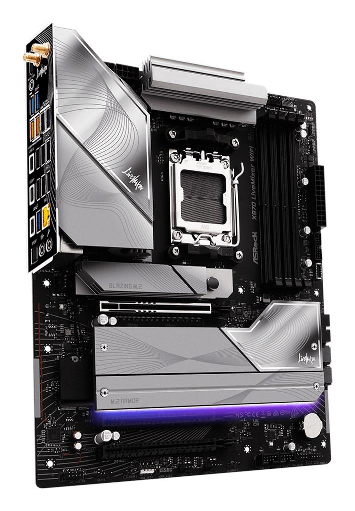 Mainboard|ASROCK|AMD X870|Socket AM5|ATX|RAM DDR5-SDRAM|4xSlots|On-board graphics card Yes|Wi-Fi Yes|Bluetooth Yes|1xNumber of M.2 (M) slots|X870LIVEMIXERWIFI