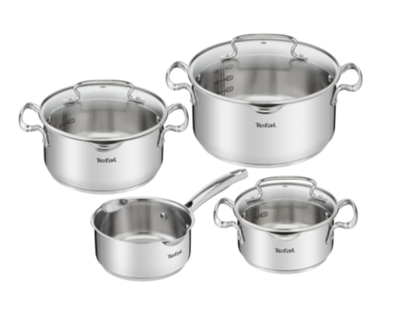 TEFAL - Duetto+ Stewpots set, 16/20/24 cm, 7 pcs - G719S734 - Stainless steel - Dishwasher proof - Lid included - Stainless steel