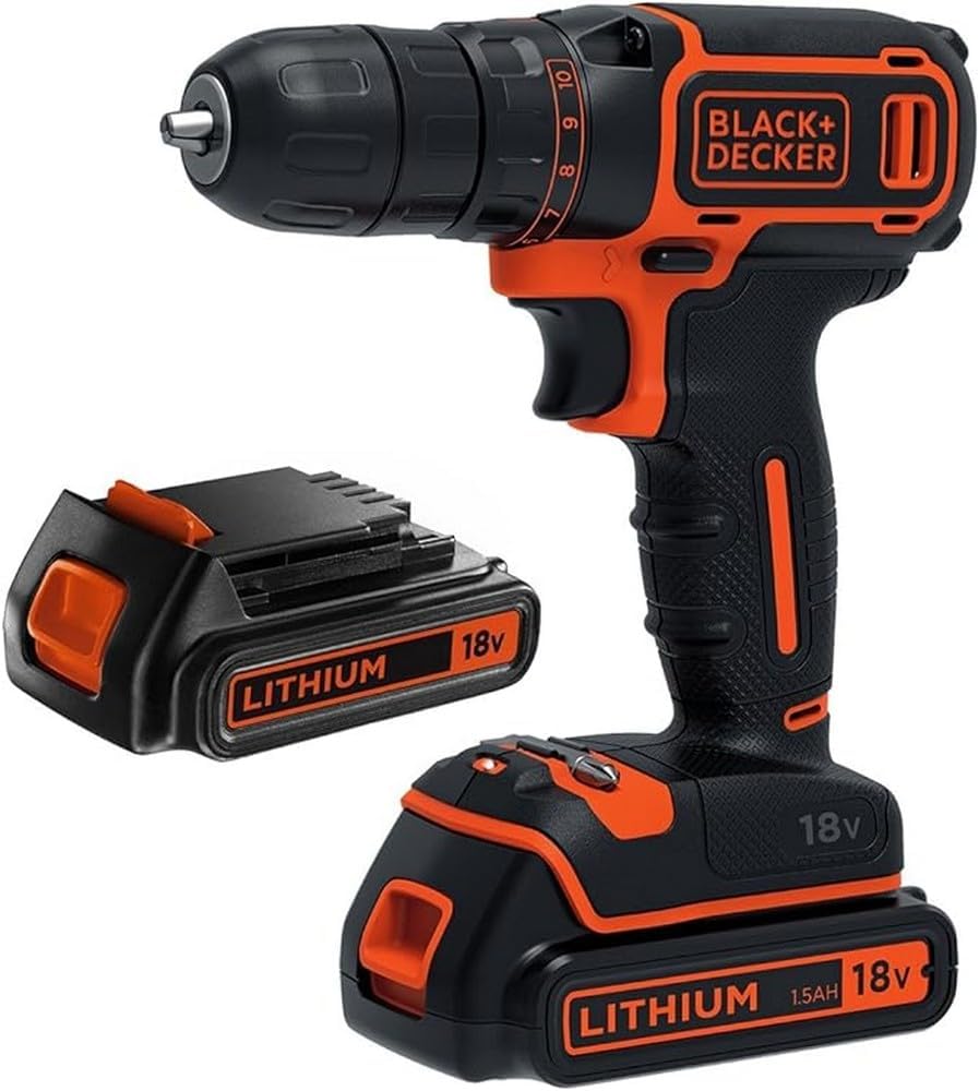 BLACK & DECKER - Cordless Drill - BDCDC18B-QW - 18 V - 2x1.5 Ah - Li-Ion