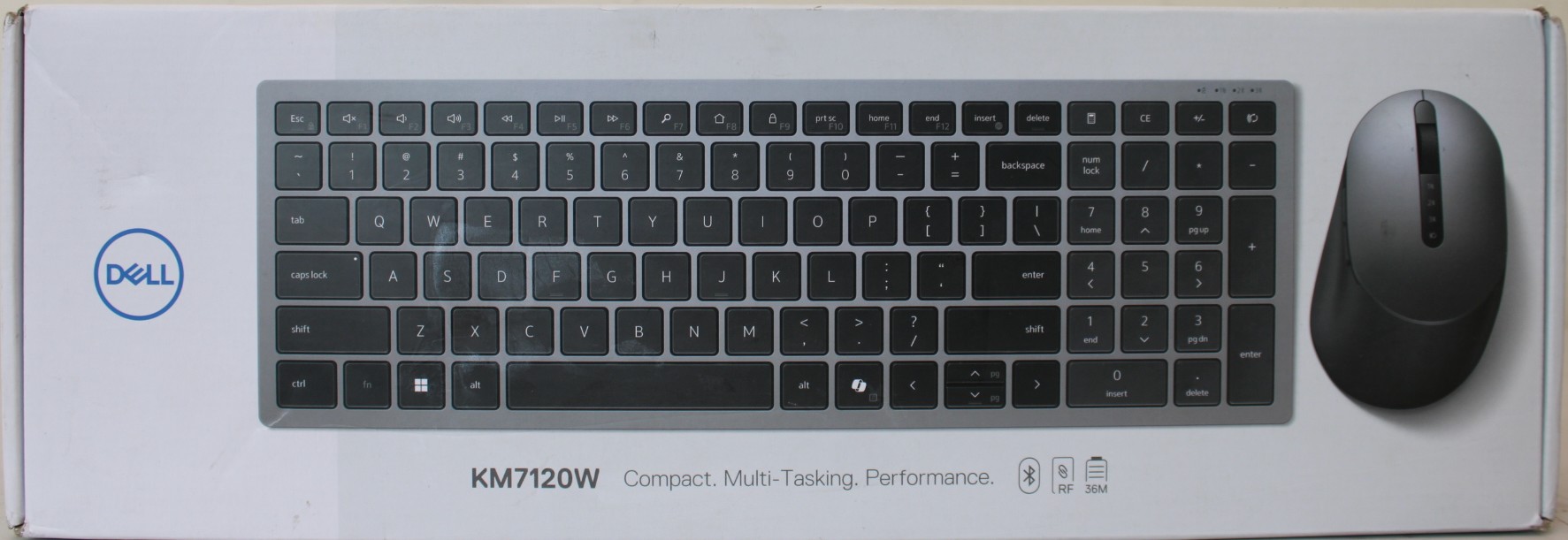 SALE OUT.  - Dell - Keyboard and Mouse - KM7120W - Wireless - 2.4 GHz, Bluetooth 5.0 - Batteries included - Bluetooth - Wireless connection - US - Titan Gray - REFURBISHED