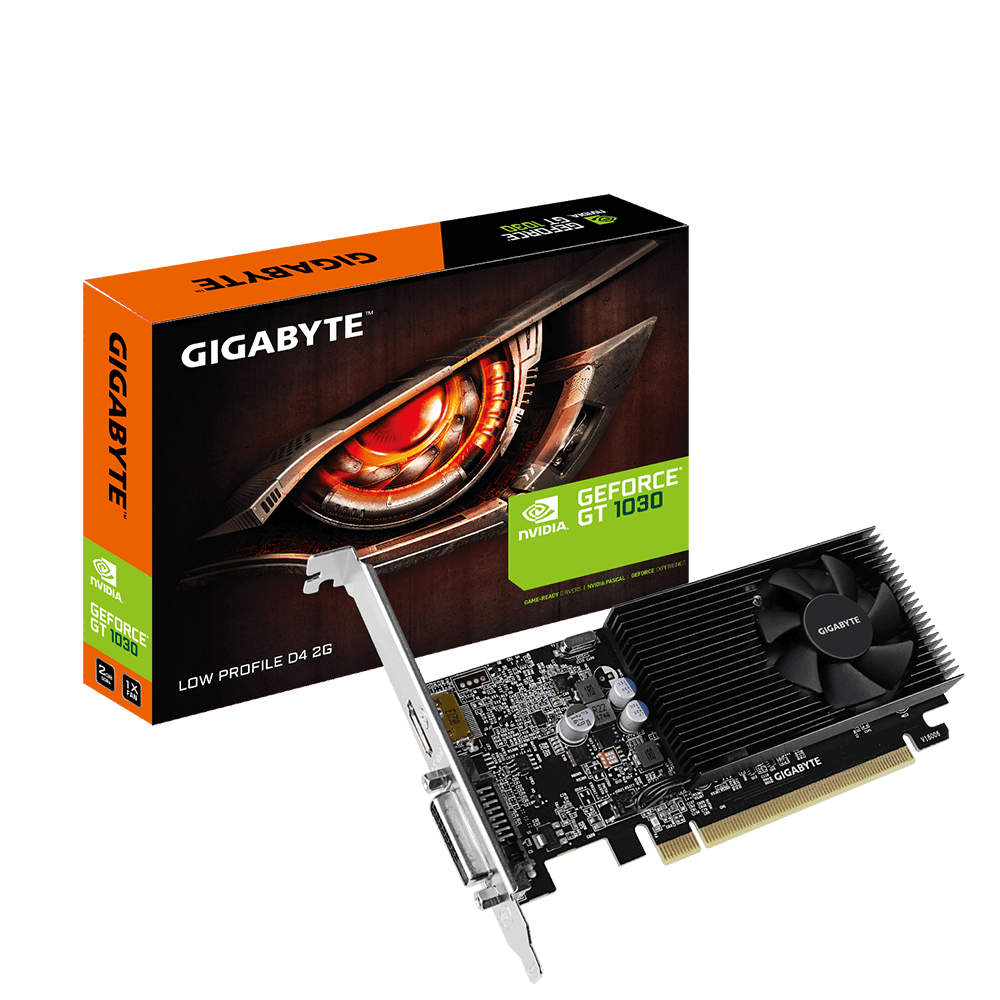 Gigabyte - GV-N1030D4-2GL 1.0 - NVIDIA - 2 GB - GeForce GT 1030 - DDR4 - DVI-D ports quantity 1 - HDMI ports quantity 1 - PCI Express 3.0 - Memory clock speed 2100 MHz - Processor frequency 1417 MHz