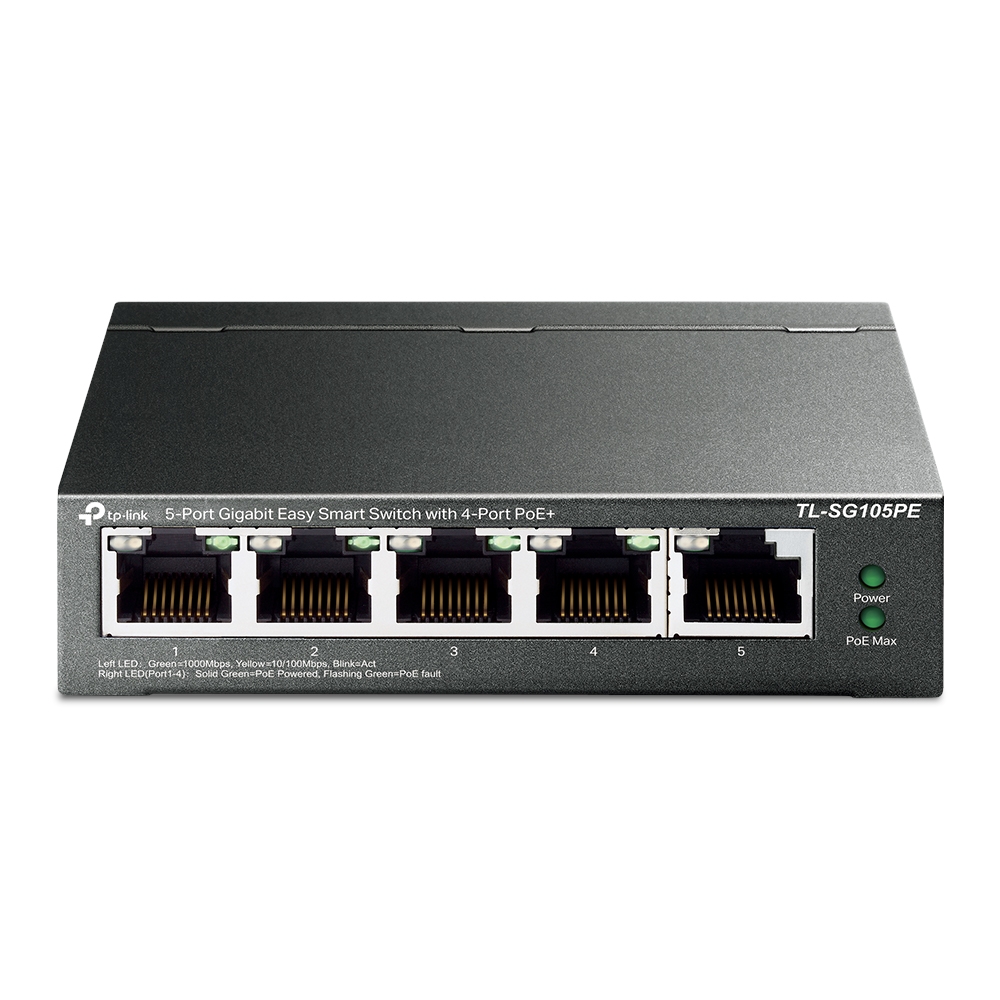 TP-LINK - Switch - TL-SG105PE - Unmanaged - Desktop - PoE+ ports quantity 4 - Power supply type External