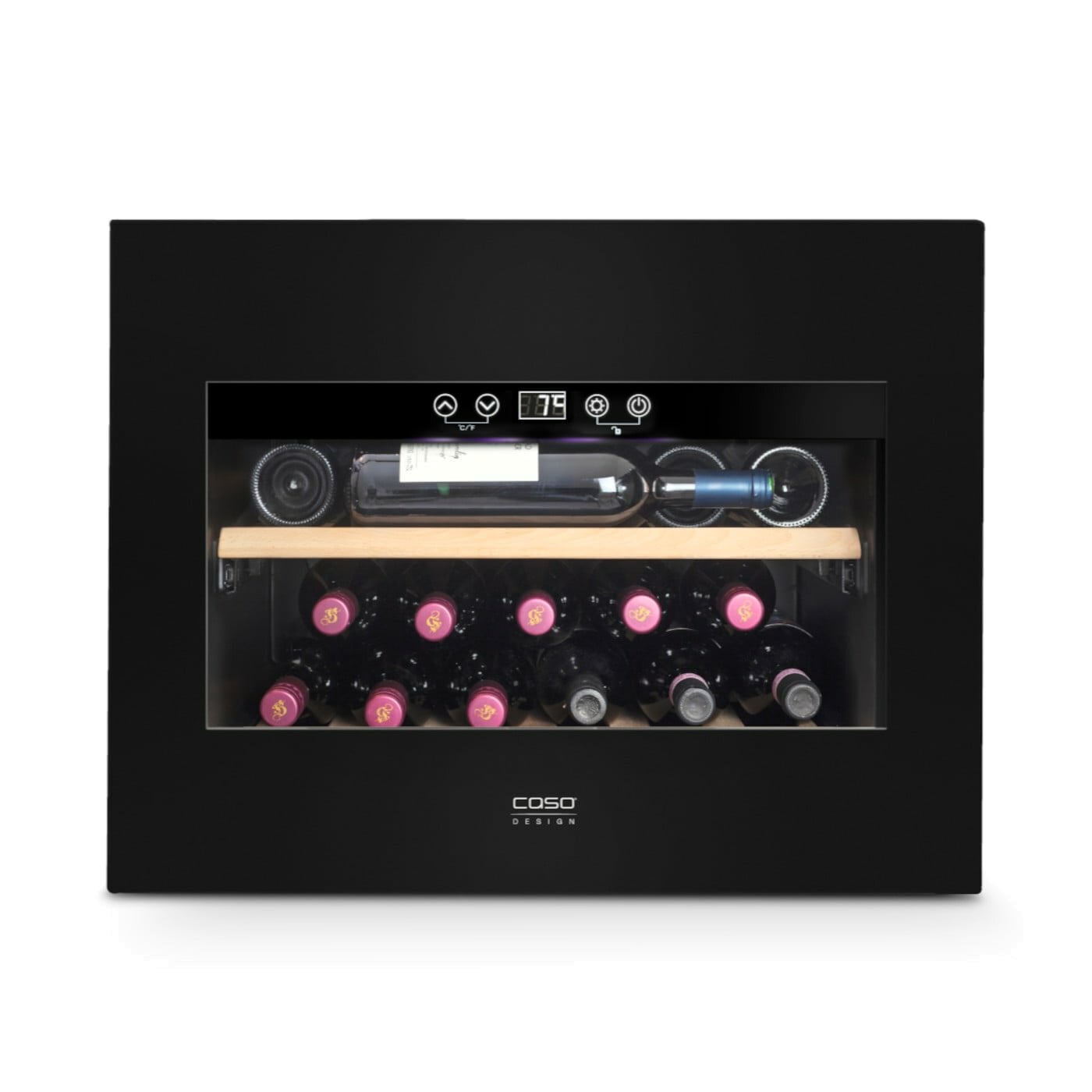 Caso - Wine Cooler - WineDeluxe E 18 - Energy efficiency class G - Built-in - Bottles capacity 18 bottles - Cooling type Compressor technology - Black