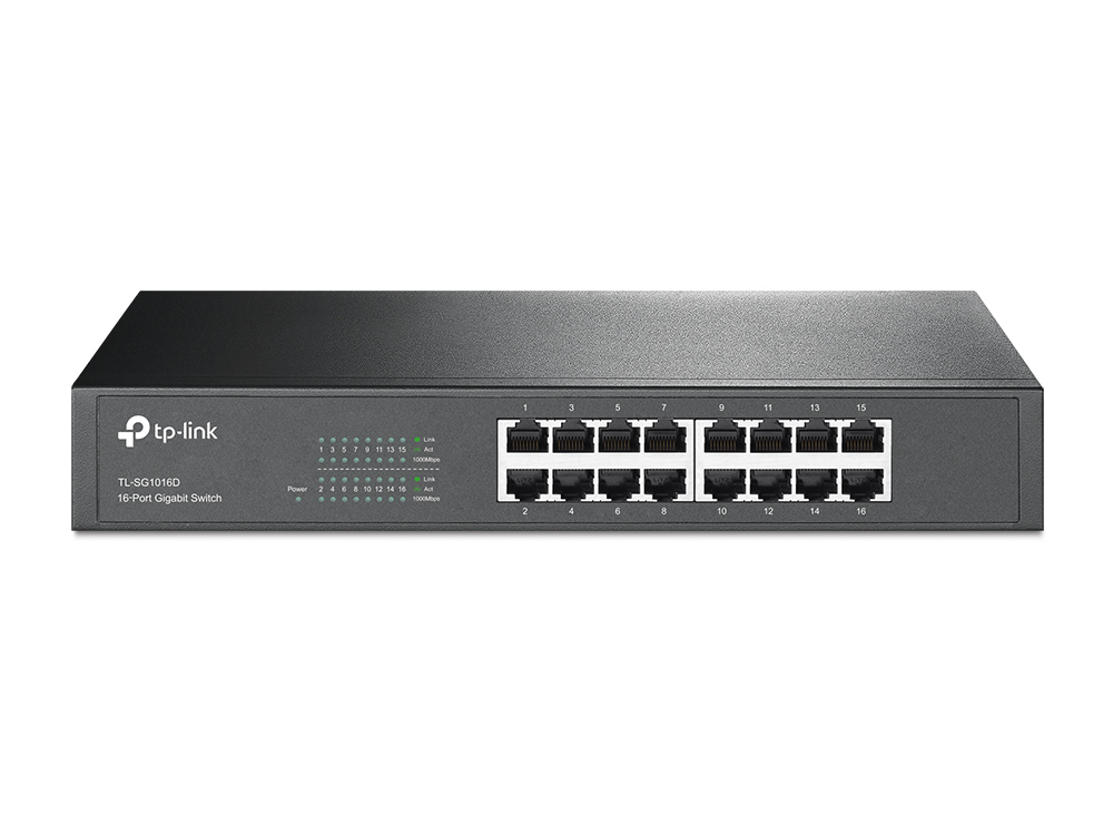 TP-LINK - 16-Port Gigabit Switch - TL-SG1016D - Unmanaged - Desktop/Rackmountable