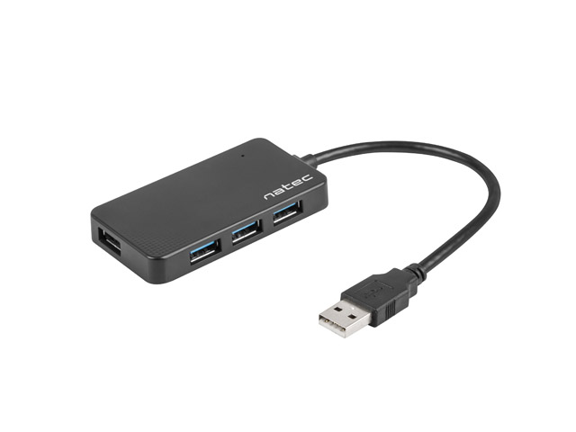 Natec - 4 Port Hub With USB 3.0 - Moth NHU-1342 - Black - 0.15 m