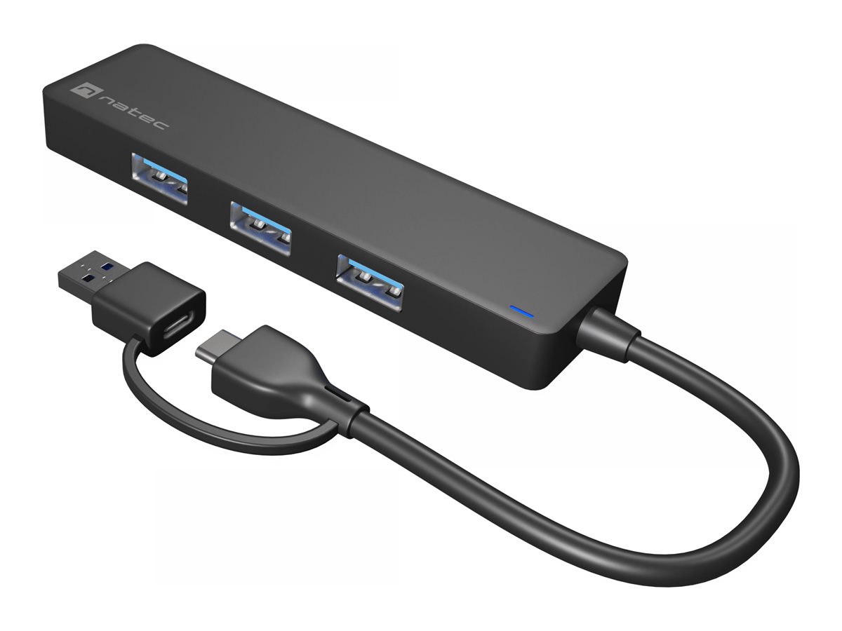 Natec USB 3.0 HUB, Mayfly, 4-Port, Black - Natec - USB 3.0 HUB, Mayfly, 4-Port - Moth NHU-1342 - Black - 0.15 m