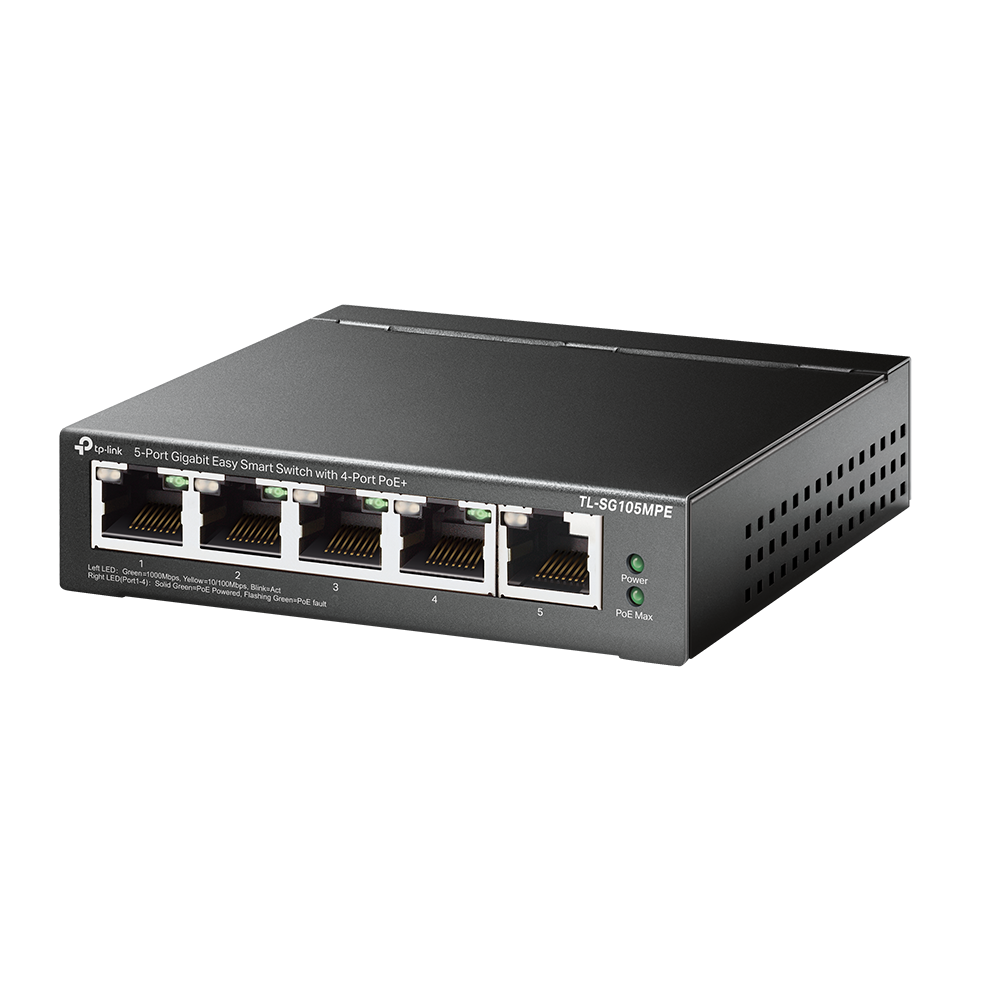 TP-LINK - 5-Port Gigabit Easy Smart Switch with 4-Port PoE+ - TL-SG105MPE - Managed L2 - Desktop