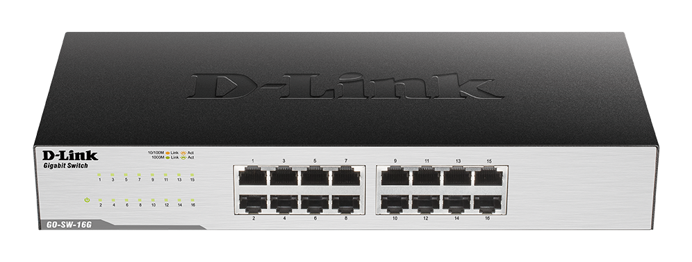 D-Link - 16-Port Gigabit Easy Desktop Switch - GO-SW-16G/E - Unmanaged - Desktop/Rackmountable
