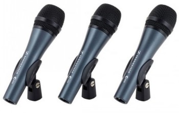 SENNHEISER 3PACK E835, MICROPHONE SET WITH 3X E 835, VOCAL MICROPHONE, DYNAMIC, CARDIOID, INCLUDING MICROPHONE BRACKET AND CASES