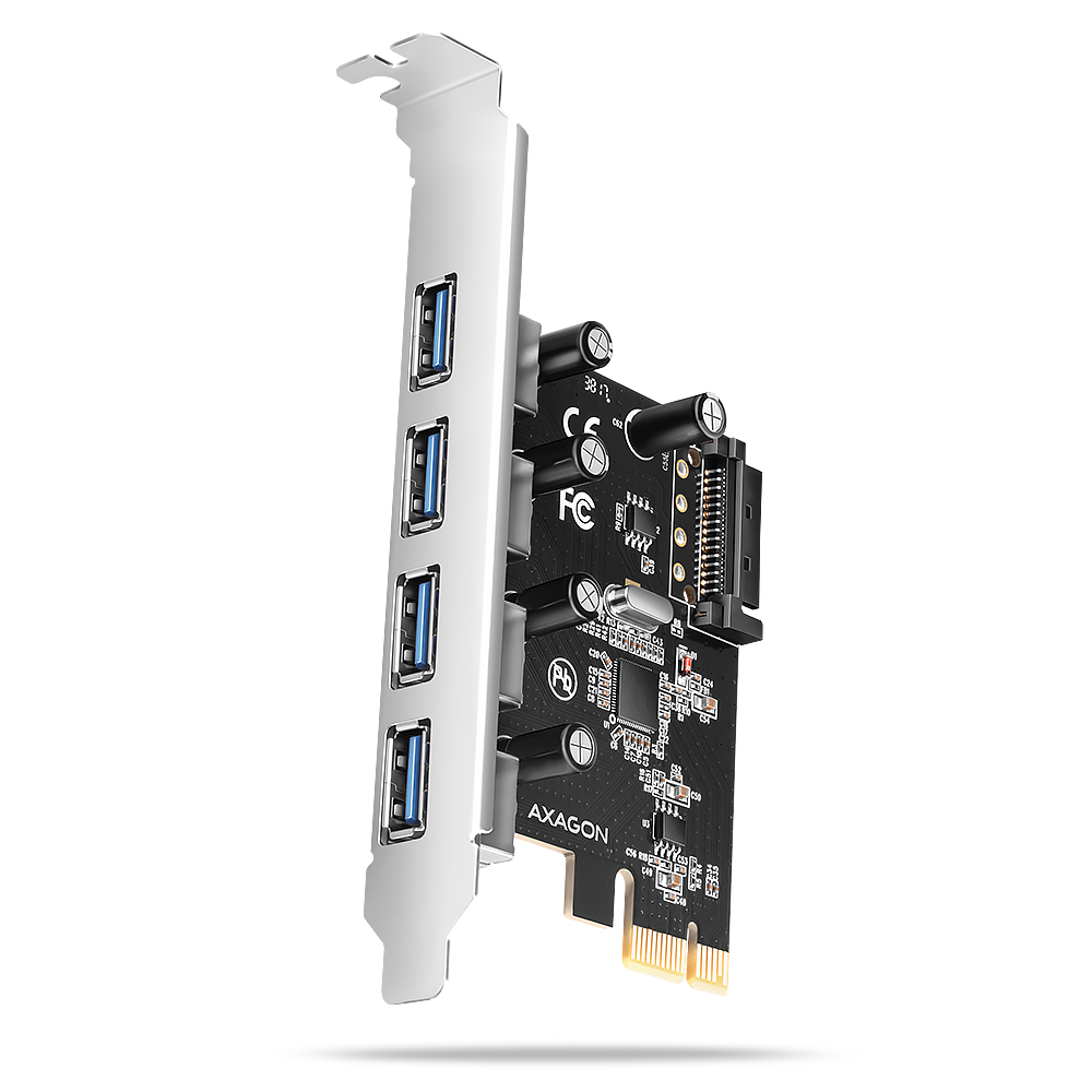 AXAGON PCI-Express card with four external USB-A 5Gbps ports - PCEU-430RS