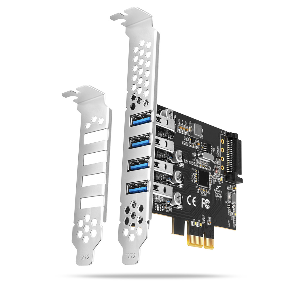 AXAGON PCI-Express card with four external USB 3.2 Gen1 ports with dual power - PCEU-43RS