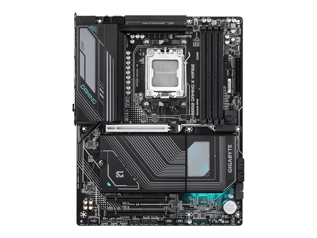 Gigabyte B850 GAMING X WIFI6E - Processor family AMD - Processor socket AM5 - DDR5 - Supported hard disk drive interfaces SATA, M.2 - Number of SATA connectors 4