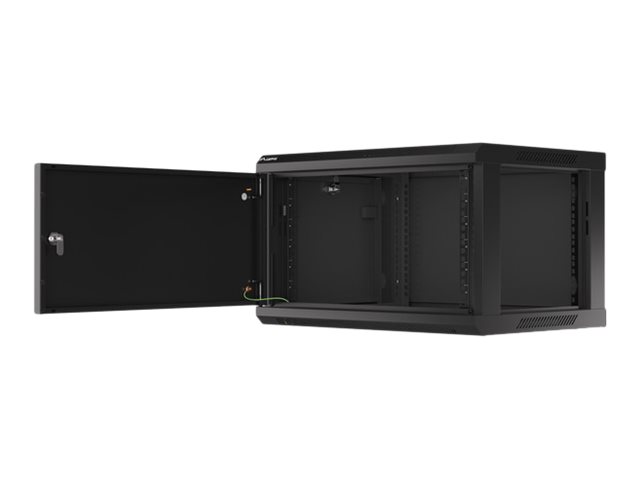 Lanberg - Rack cabinet 19" wall-mount 6U/600x450 for self-assembly with metal door (flat pack) - WF01-6406-00B - Black