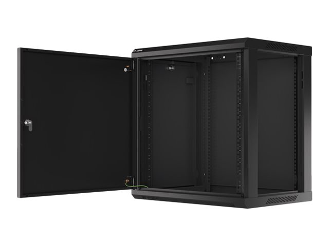Lanberg - Rack cabinet 19" wall-mount 12U/600x450 for self-assembly with metal door (flat pack) - WF01-6412-00B - Black