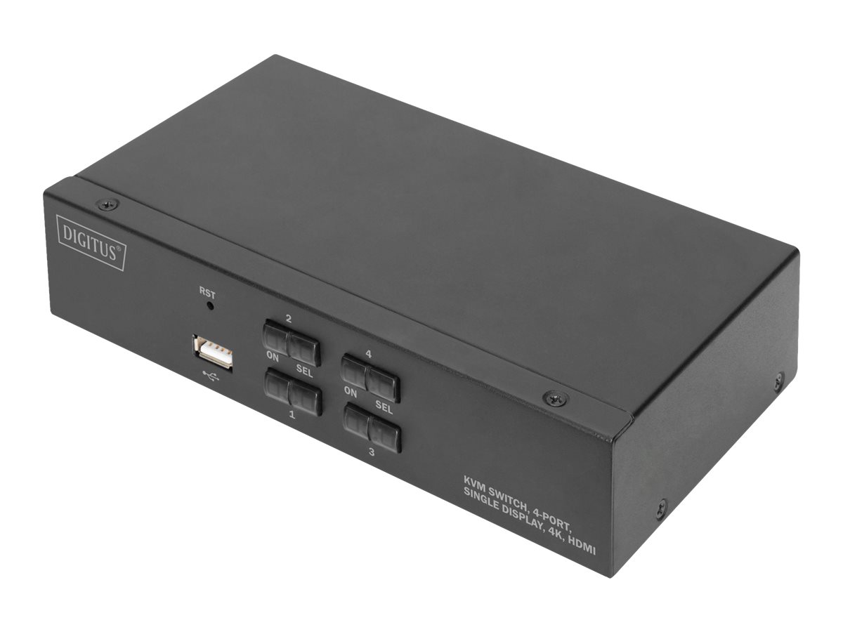 Digitus - KVM Switch, 4 Port, Single Display, 4K, HDMI - DS-12880