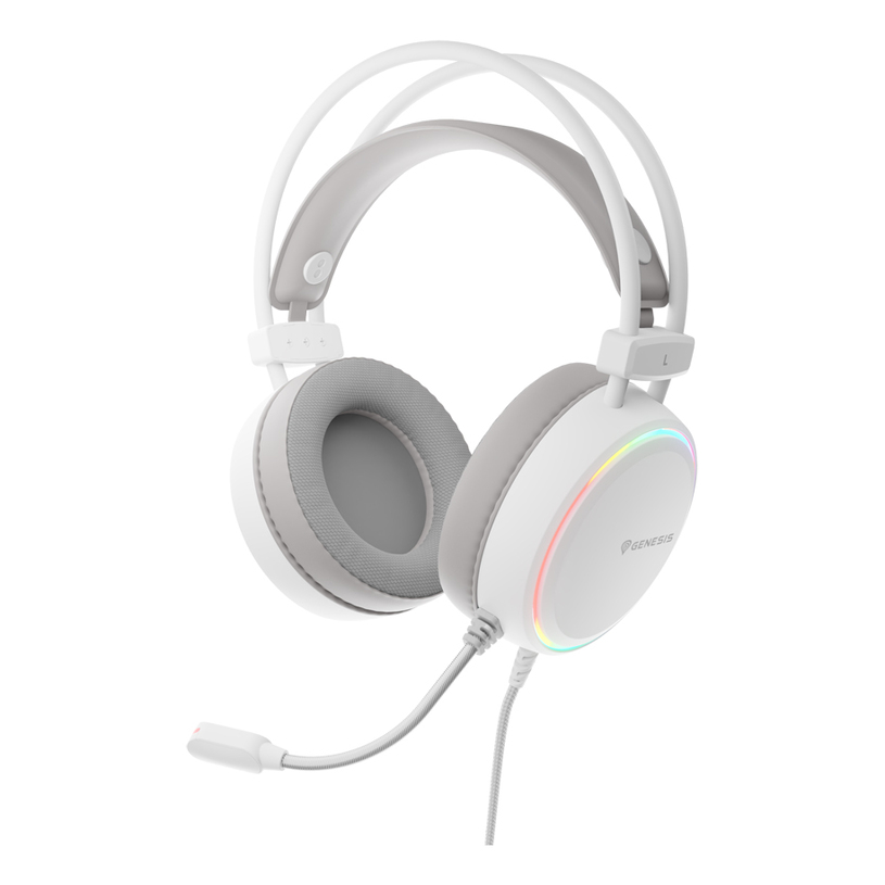 Genesis RGB Gaming Headset - Neon 613 G2 - Wired - Over-ear - Microphone - White