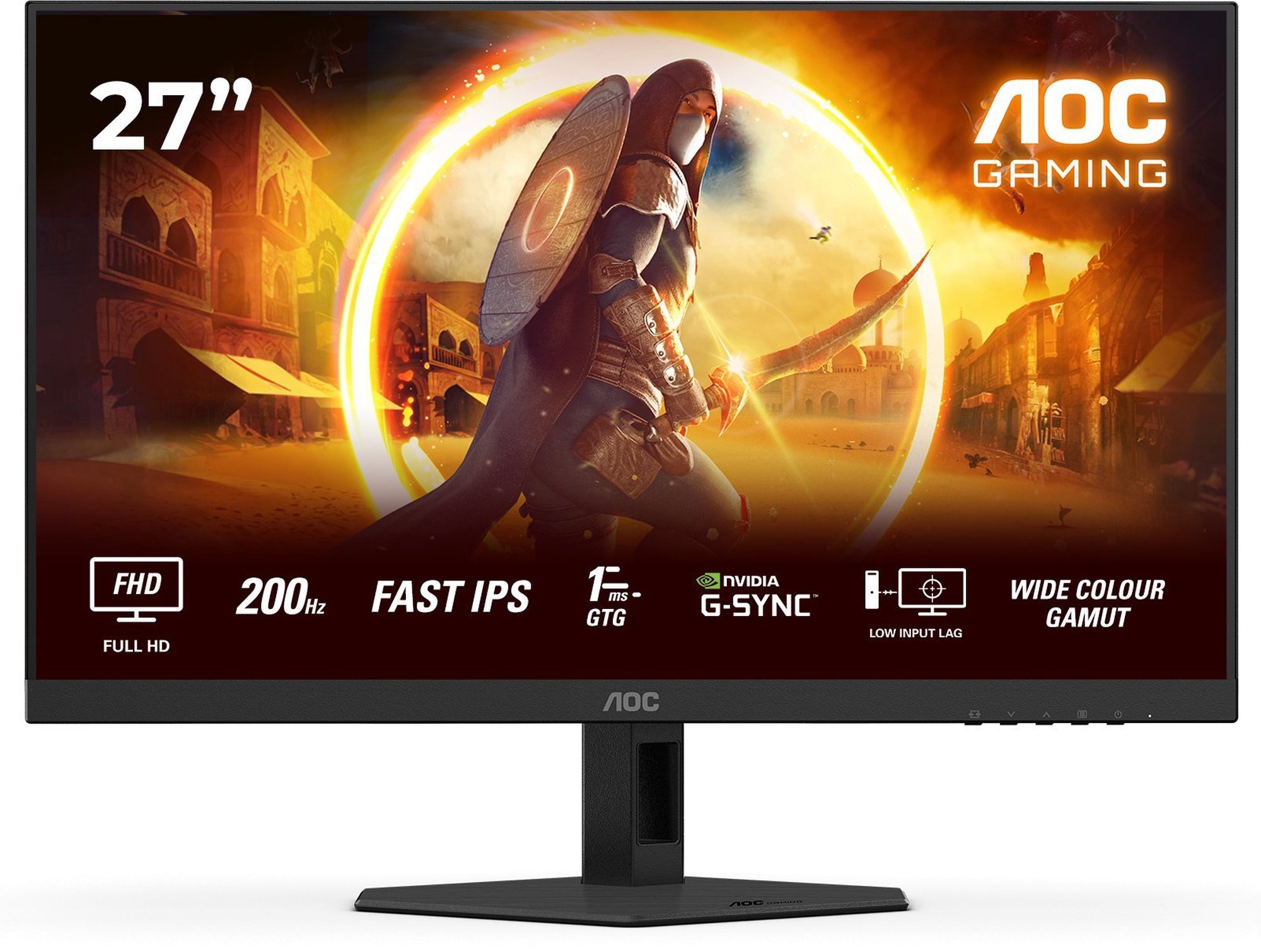 AOC - 27G4HRE - 27 " - Fast IPS - FHD - 16:9 - 200 Hz - 1 ms - 1920 x 1080 pixels - 300 cd/m² - HDMI ports quantity 2 - Black