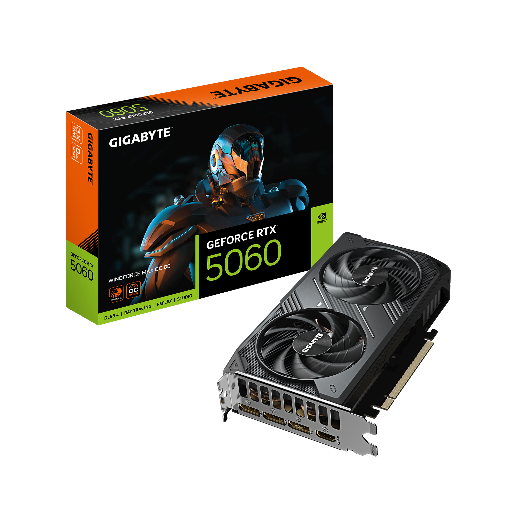Gigabyte GeForce RTX 5060 WINDFORCE MAX OC 8G - NVIDIA - 8 GB - GeForce RTX 5060 - GDDR7 - HDMI ports quantity 1 - PCI-E 5.0