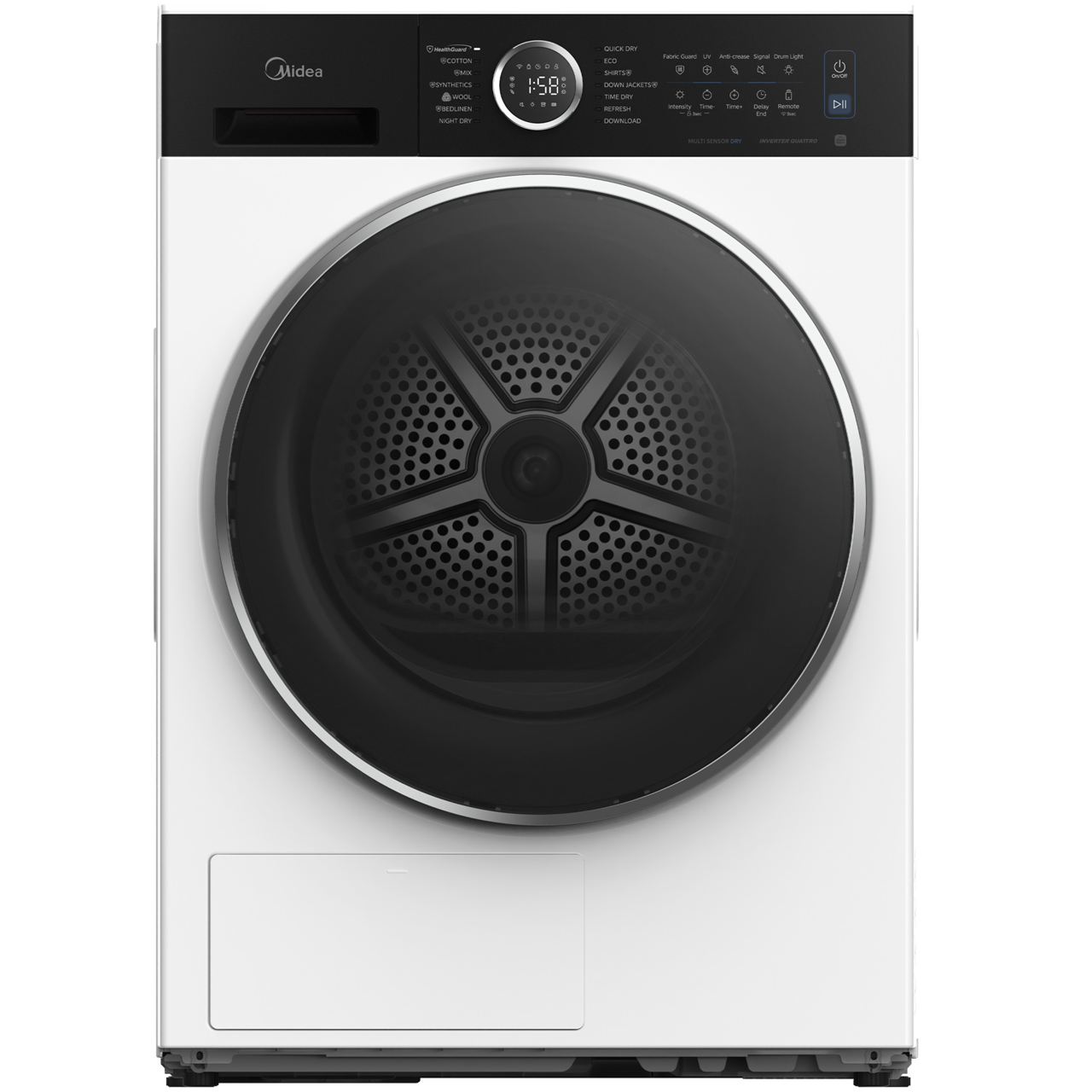 Midea Dryer Machine - MD205H80BW/W-BK - Energy efficiency class C - 8 kg - Depth 60 cm