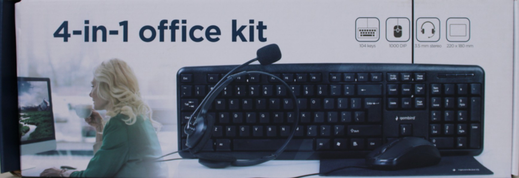 SALE OUT. Gembird KBS-UO4-01 Multimedia office set, black, US-Layout - SALE OUT. - Gembird 4-in-1 Multimedia office set - KBS-UO4-01 - Keyboard, Mouse, Pad and Headset Set - Wired - Mouse included - US - Black - DAMAGED PACKAGING
