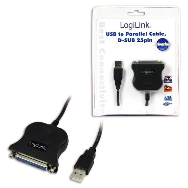 Logilink - USB 2.0 adapter to Paralel (LPT)  DB25 , 1,8m - USB-A to LPT DB25