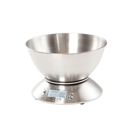 Adler - Kitchen scales - AD 3134 - Maximum weight (capacity) 5 kg - Graduation 1 g - Stainless steel