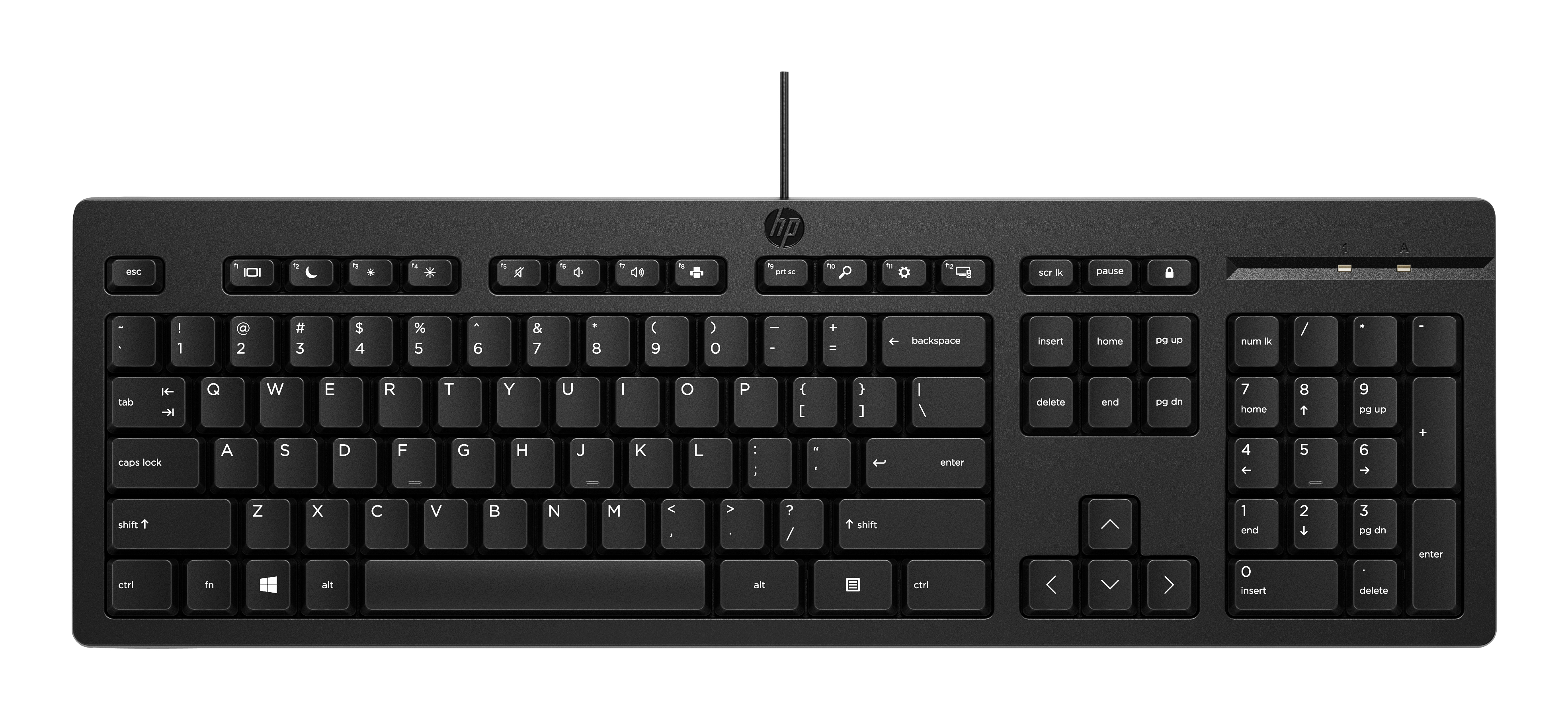 HP 125 G2 USB Wired Keyboard, Sanitizable, Copilot Key - Black - US ENG