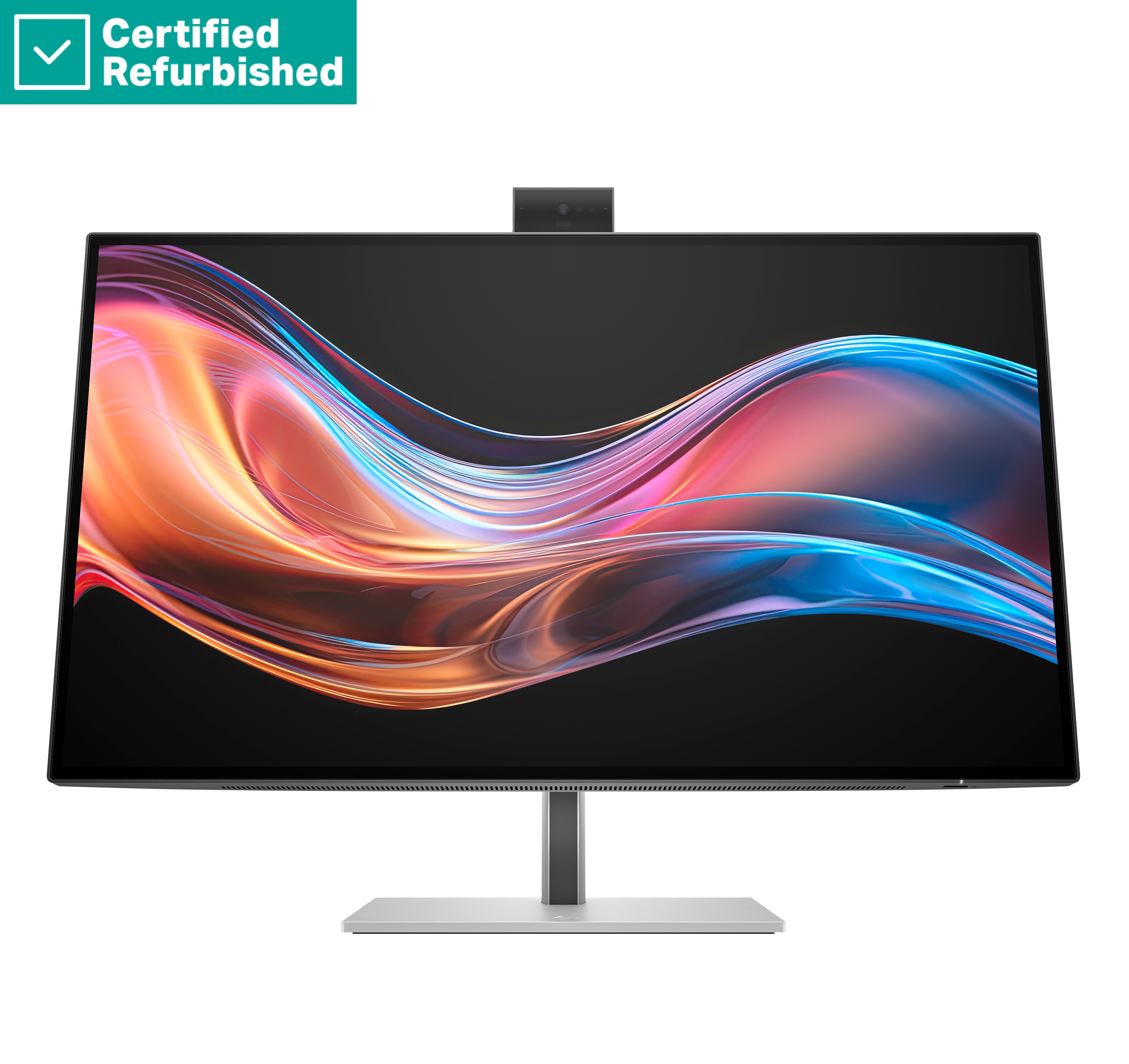RENEW SILVER HP 727pm Series 7 Pro 4K Conferencing Monitor - 27" 3840x2160 UHD 400-nit 60Hz AG, IPS Black HDR 400, USB-C(100W/15W)/HDMI/DP Daisy-Chain, 5x USB-A, speakers, 5MP webcam, RJ-45 LAN, height adjustable/tilt/swivel/pivot, 1 years