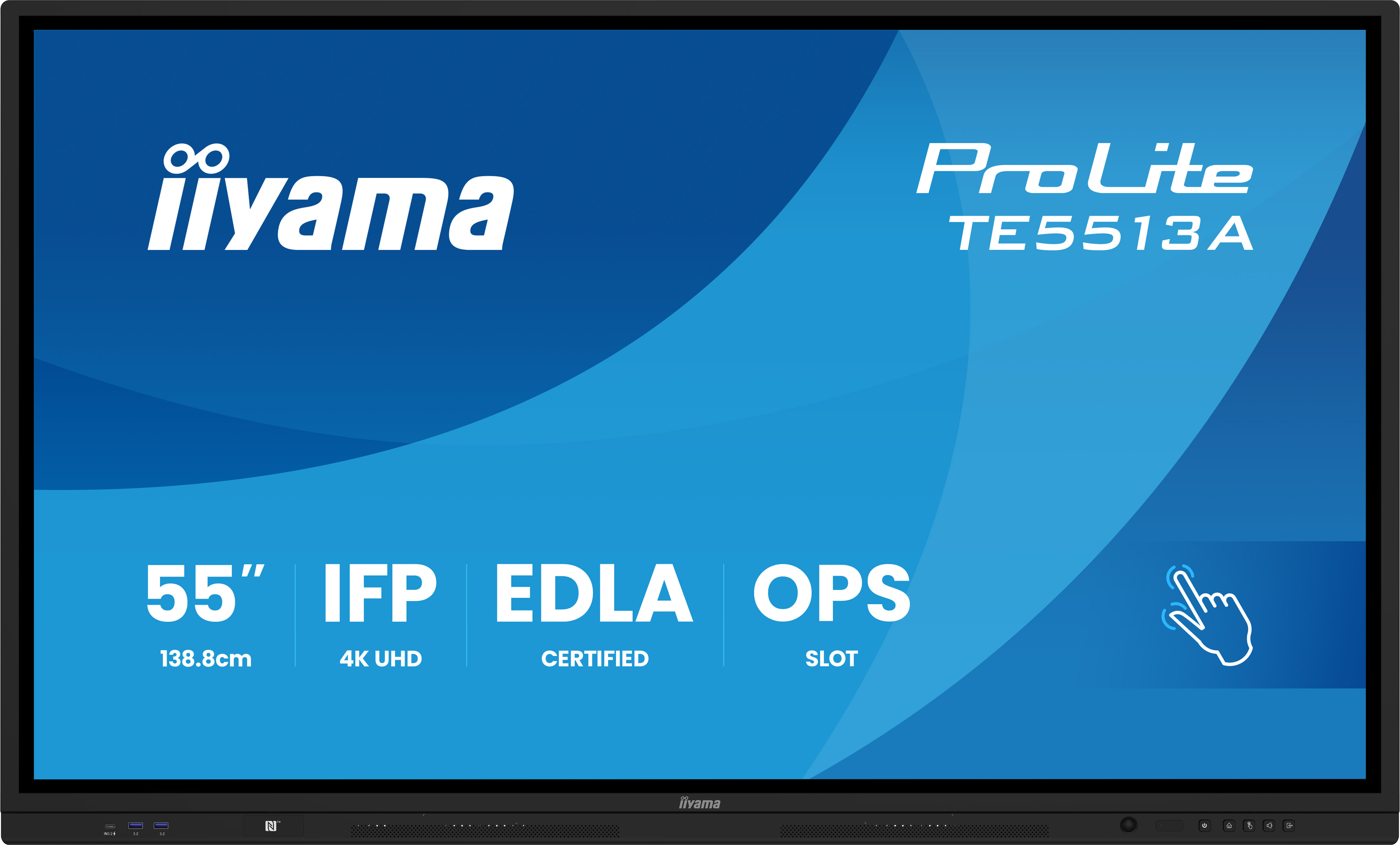 iiyama ProLite TE5513A-B3AG 16:9 4K IPS 8ms HDMI DisplayPort USB-C USB LAN RS232 VESA Speaker Touch WiFi Black