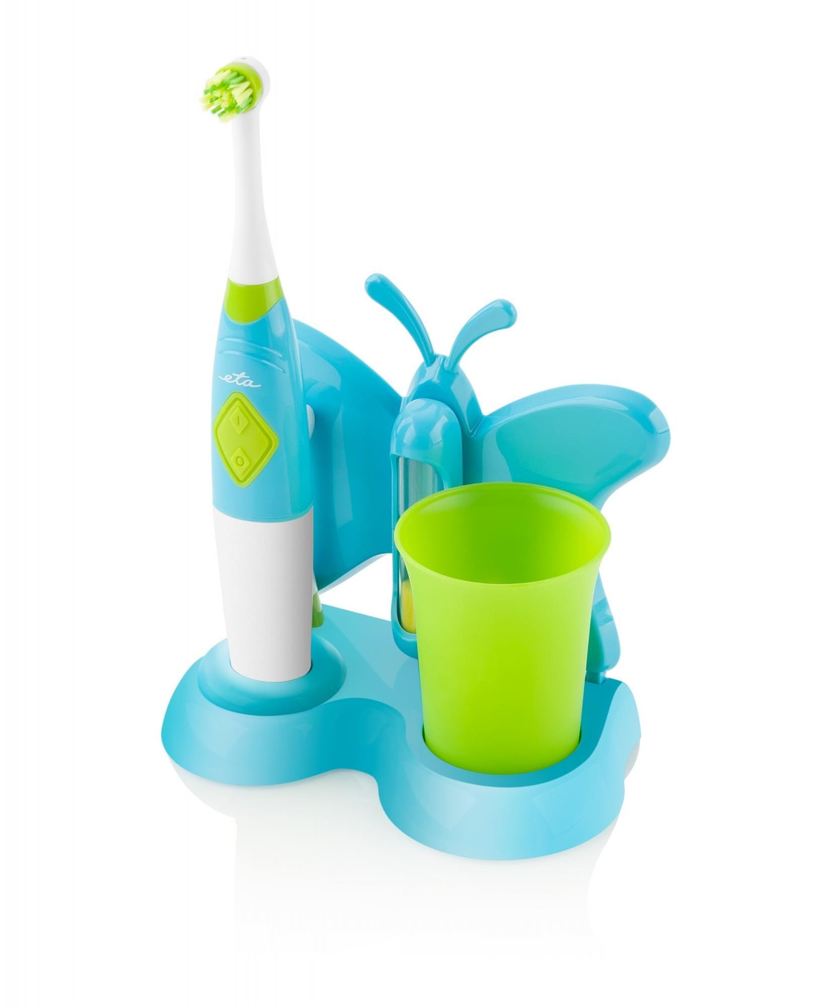 ETA - Toothbrush with water cup and holder - Sonetic  ETA129490080 - Battery operated - For kids - Number of brush heads included 2 - Number of teeth brushing modes 2 - Blue