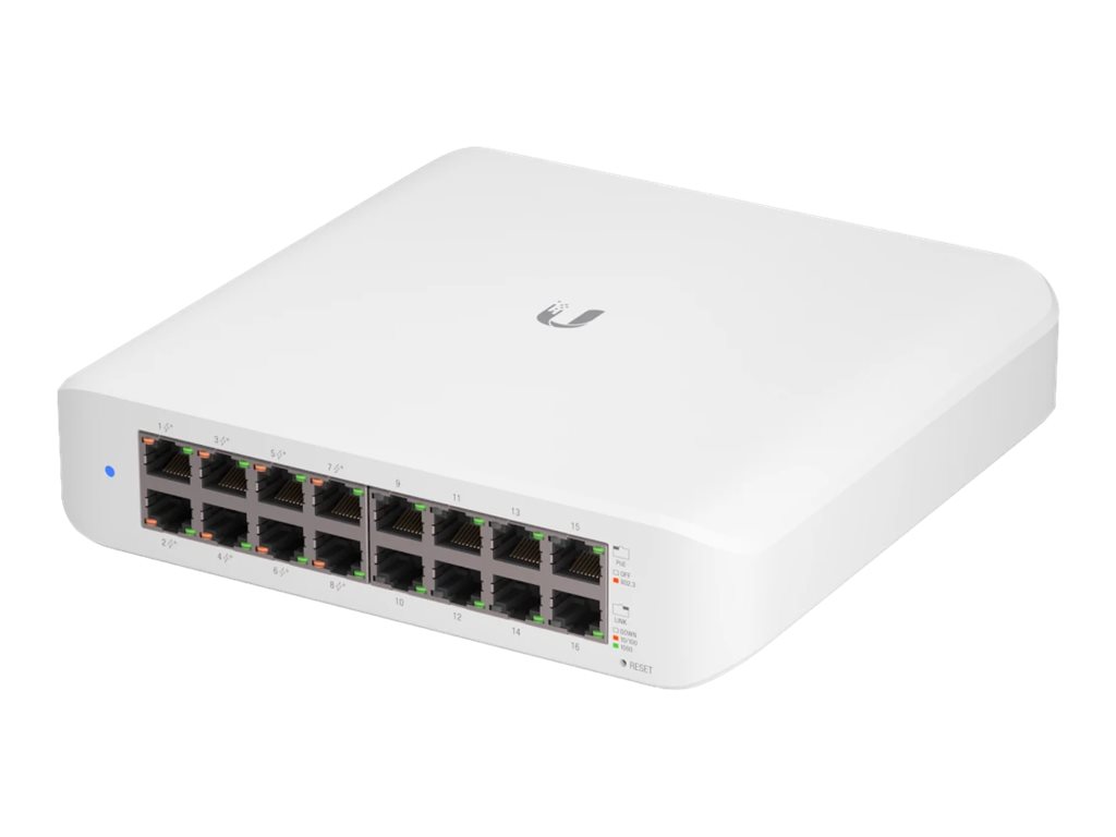 Ubiquiti - Switch Lite 16 PoE - USW-Lite-16-POE - Managed L2 - Wall-mountable/Desktop - PoE+ ports quantity 8