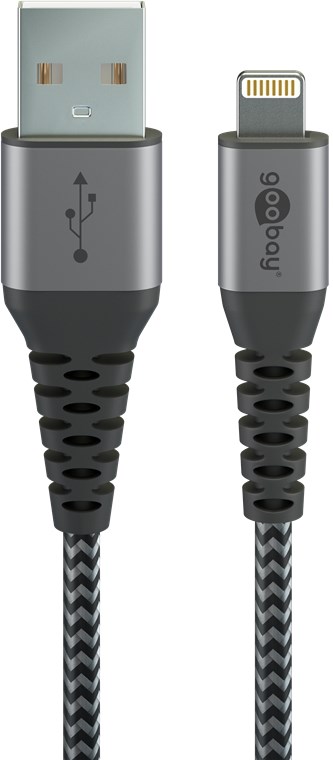 Goobay - Lightning to USB-A Textile Cable with Metal Plugs - 49268 - USB-A to Lightning