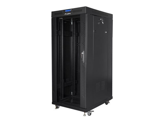 Lanberg - Rack cabinet 19" free-standing 27U/800x1200 (flat pack) with glass door, LCD - FF01-8227-12BL - Black