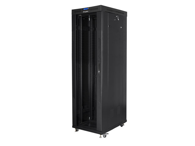 Lanberg - Rack cabinet 19" free-standing 42U/600x1000 (flat pack) with glass door lCD V2 - FF01-6042-12BL - Black