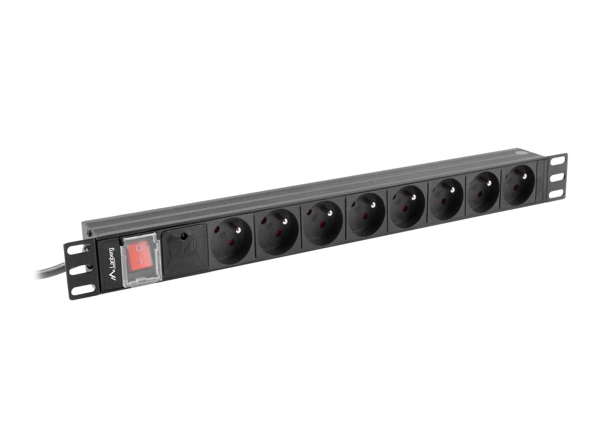 Lanberg Power Distribution Unit (PDU) 19" 1U 16A 2m 8x French Outlets - PDU-08E-0200-BK