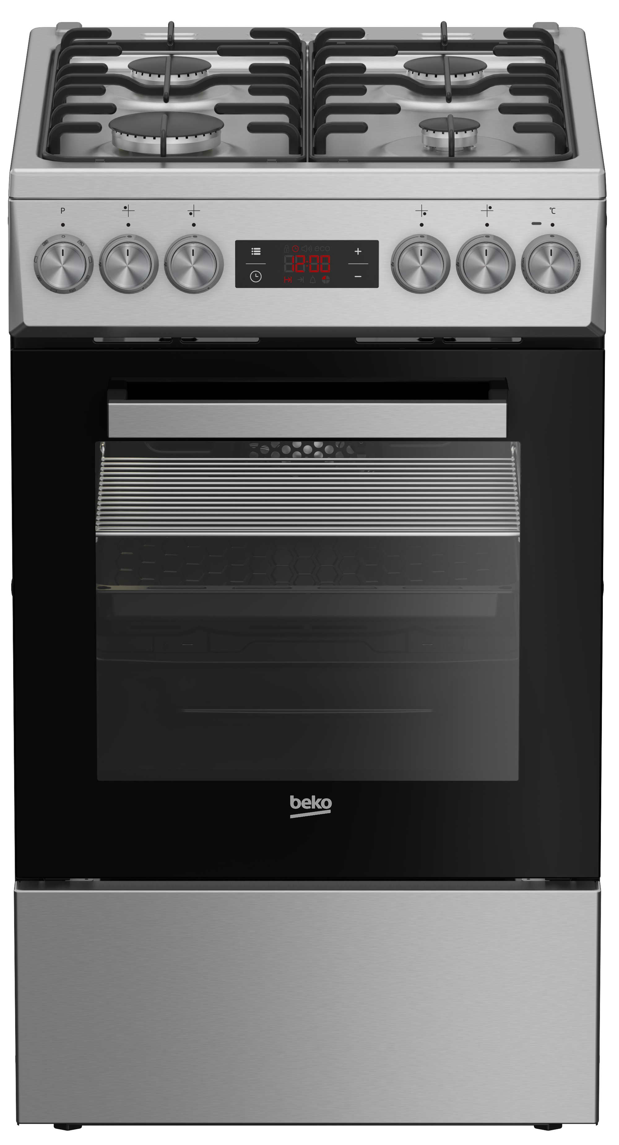 BEKO Cooker - FSM52321DXDT - Hob type Gas - Oven type Electric - Stainless Steel - Width 50 cm - Depth 60 cm - Grilling - Energy efficiency class A - 60 L