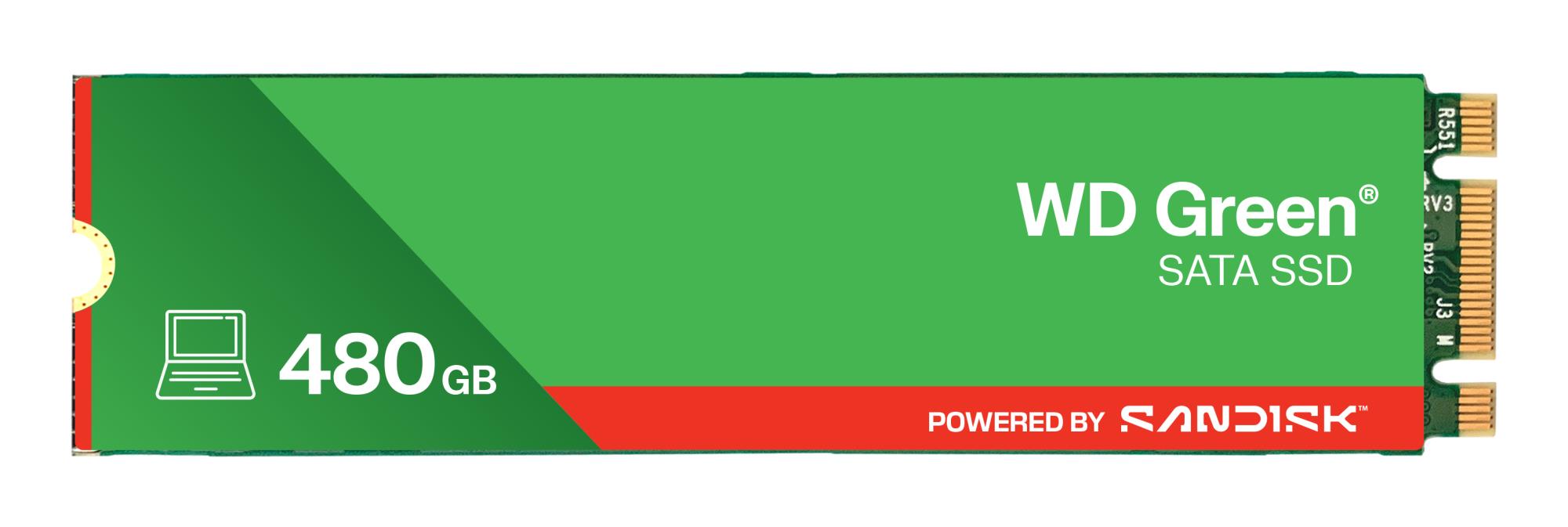 SSD|SANDISK|MTBF 1000000 h|Read speed 545 MB/s|Serial ATA III|M.2|480 GB|POWERED BY SANDISK|Green|WDS480G3G0B