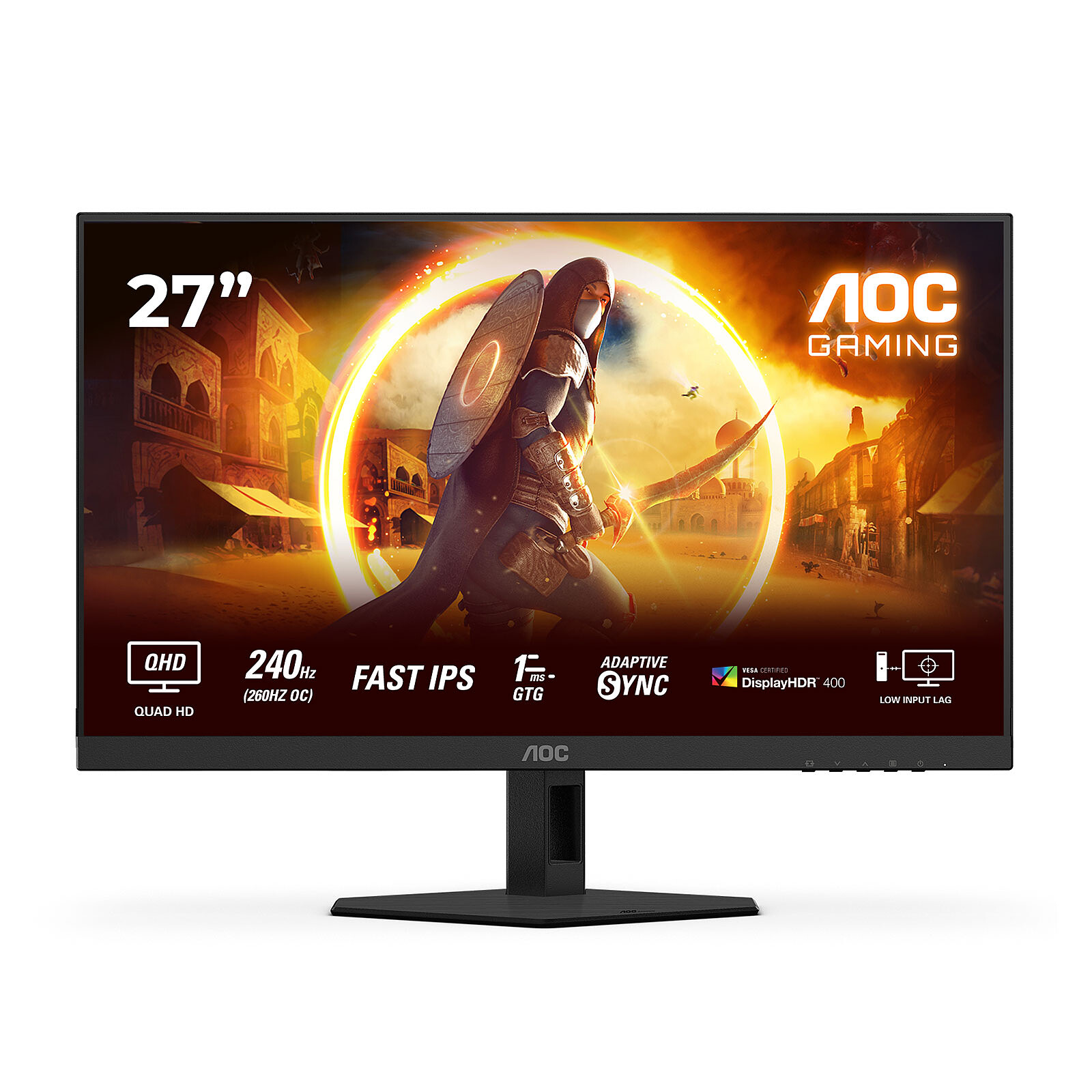 AOC - Q27G4ZR - 27 " - Fast IPS - QHD - 16:9 - 240 Hz - 1 ms - 2560 x 1440 pixels - 400 cd/m² - HDMI ports quantity 2 - Black
