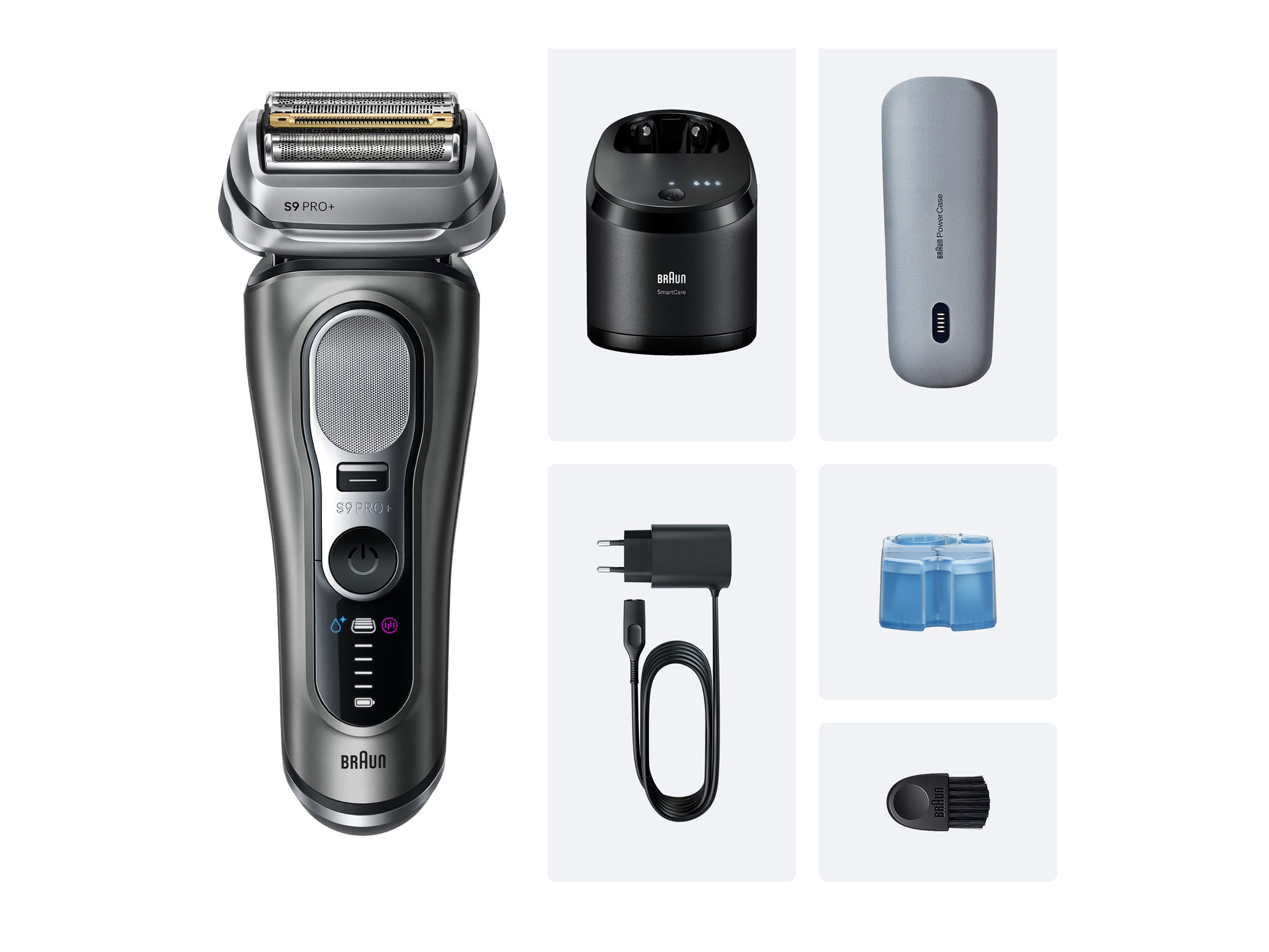 Braun Shaver - Series 9 Pro+ 9675cc - Operating time (max) 60 min - Wet & Dry - Lithium Ion - Grey