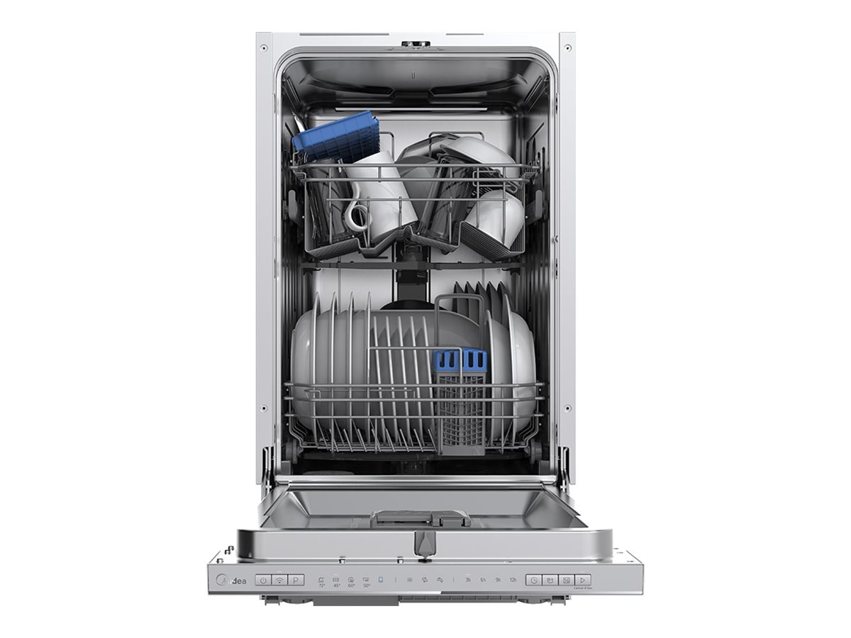 Midea Dishwasher - MDWEB1004LS-W - Built-in - Width 45 cm - Number of place settings 10 - Number of programs 8 - Energy efficiency class Class E - Display - Silver