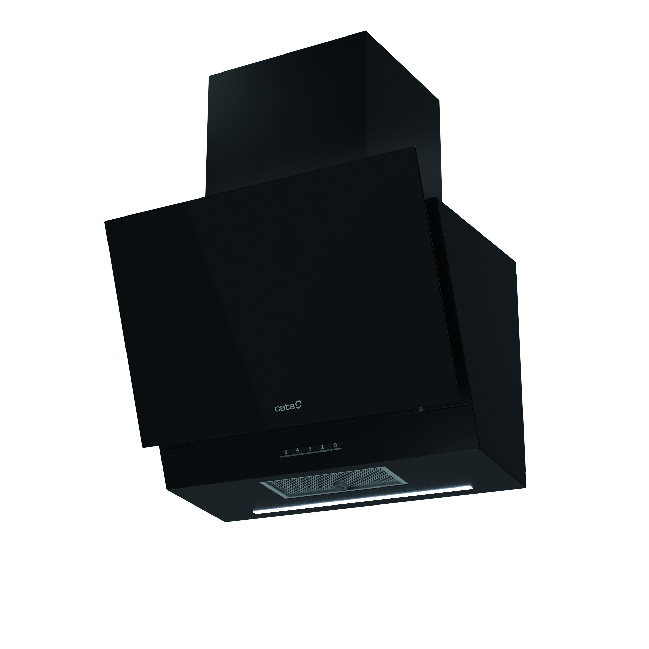 CATA Hood - THALASSA 600 GBK - Wall mounted - Energy efficiency class A - Width 60 cm - 811 m³/h - Electronic - LED - Black Glass