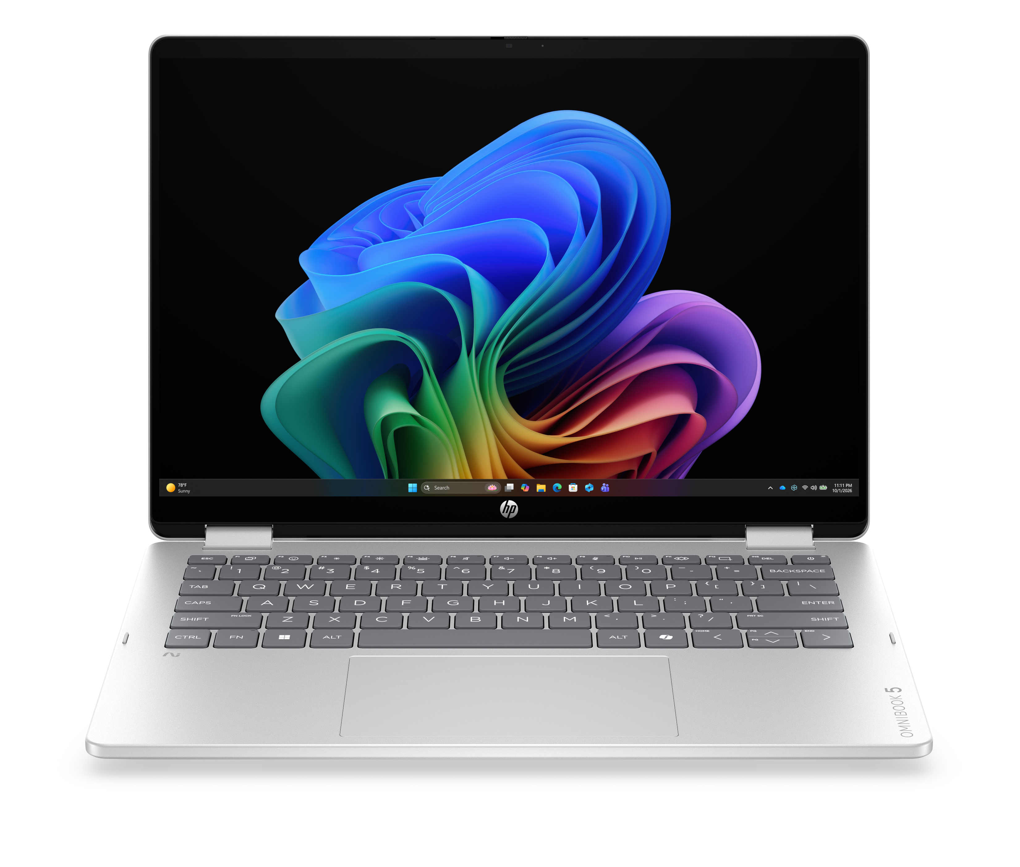 HP OmniBook 5 Flip NG AI 14-km0001nnx - Ultra 7 355, 32GB LPDDR5X 7467 on-board, 512GB , Touch/14.0 2K (1920x1200) OLED, Glacier Silver DF+ AI logo - 5MP IR TNR, Not Included 65W AC Adapter, Win 11 Home, 1 years