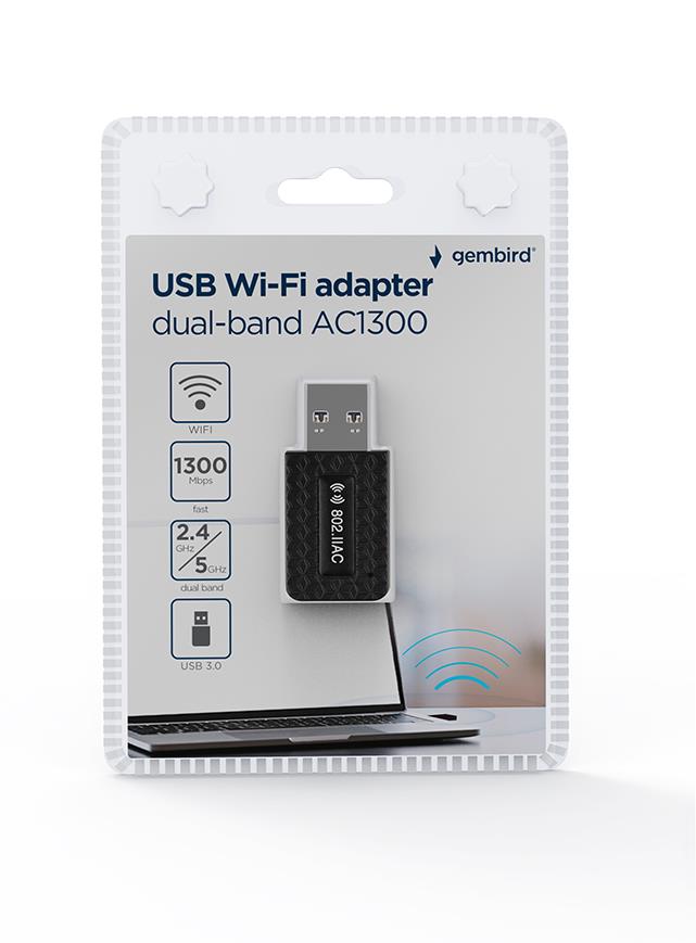 WRL ADAPTER 1300MBPS USB/DUALBAND WNP-UA1300-03 GEMBIRD